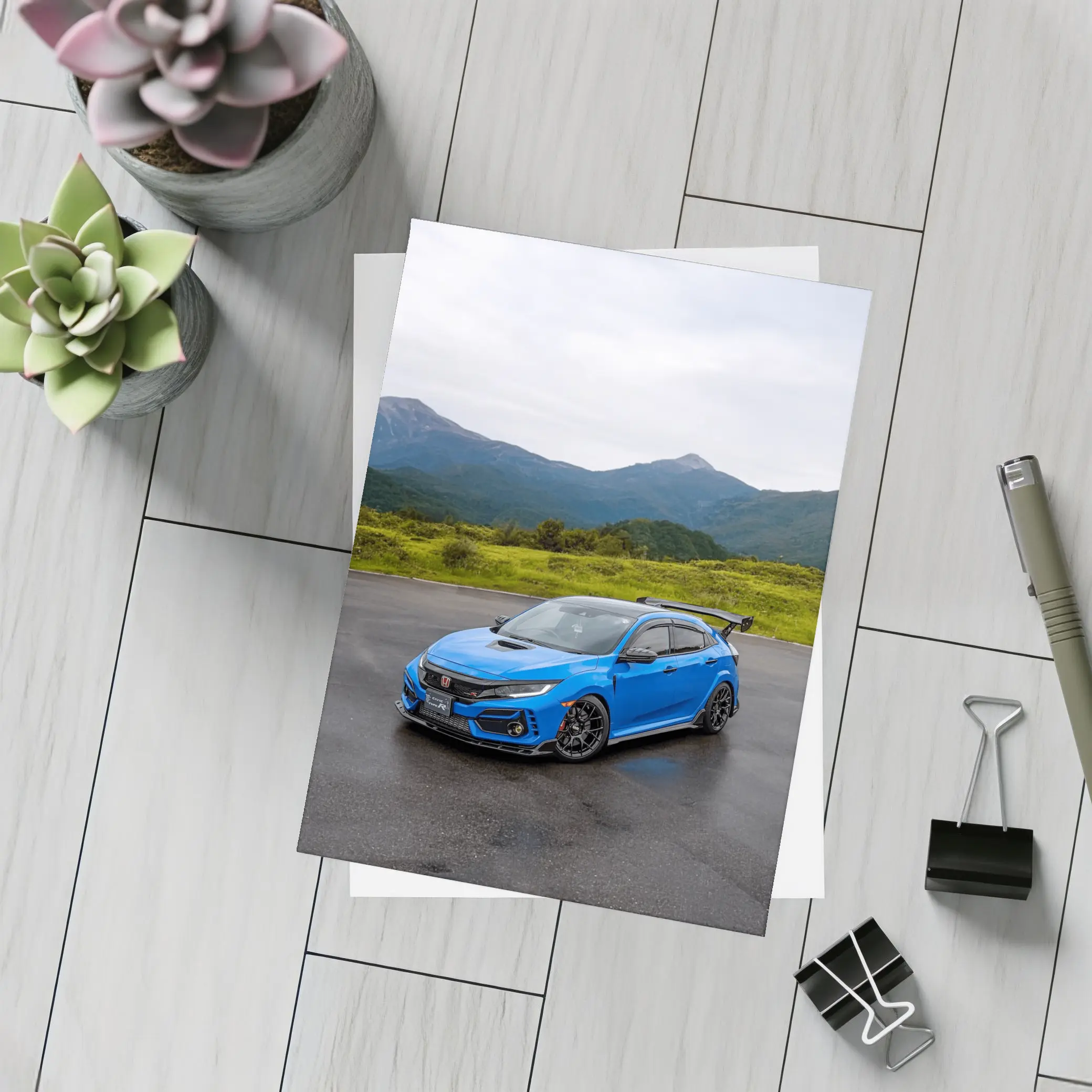 Honda Civic Type R Blue Mountain Road – Postcards