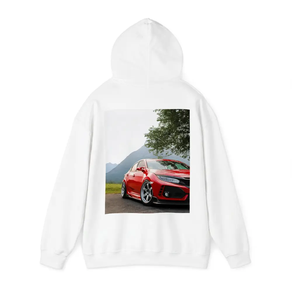 Red Honda Civic Stance Mountains Green Trees – Hoodies