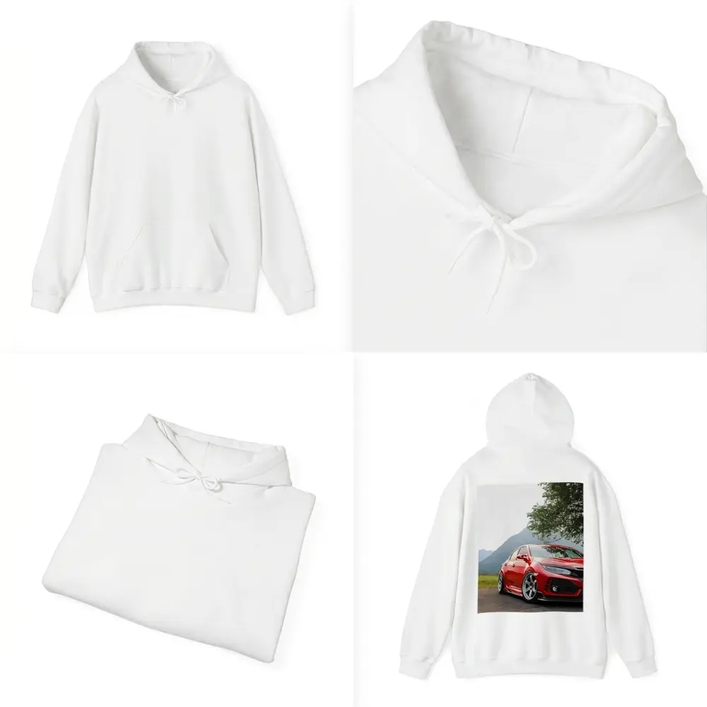 Red Honda Civic Stance Mountains Green Trees – Hoodies