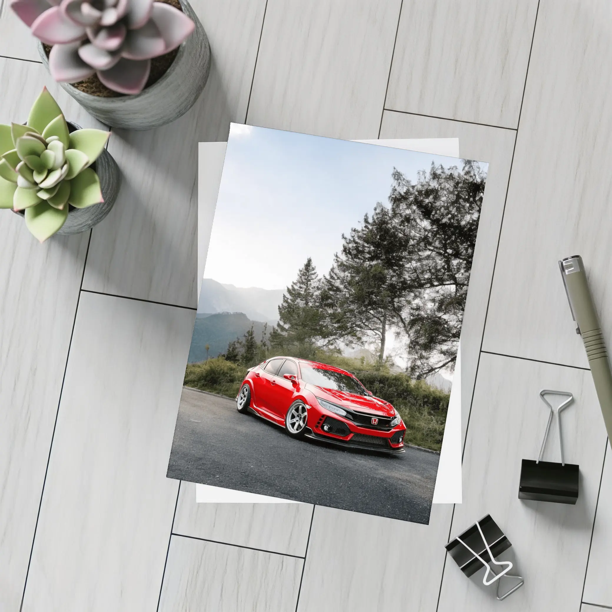 Honda Civic Type R Red Mountain Road – Postcards