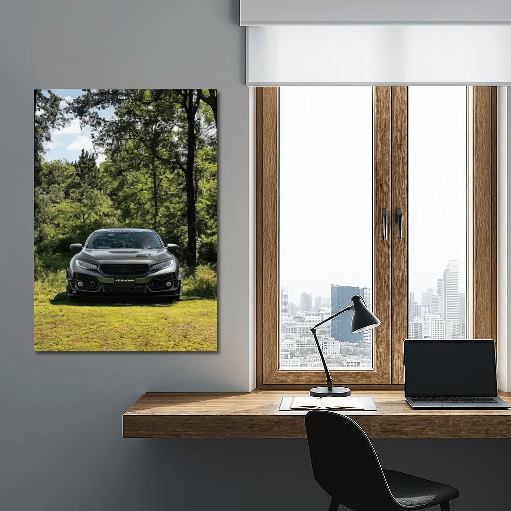 Honda Civic Type R Green Forest Setting – Wall Art