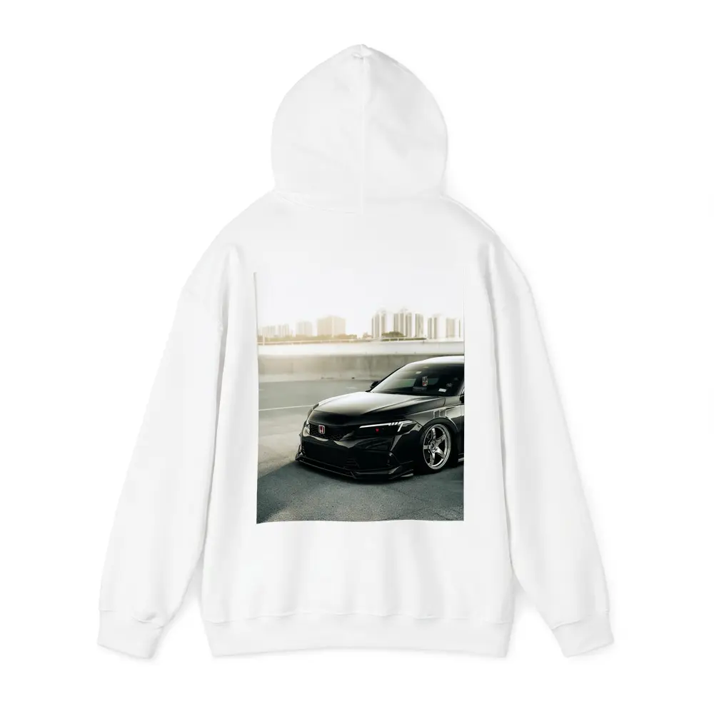 Honda Civic Slammed Black Urban City Background – Hoodies