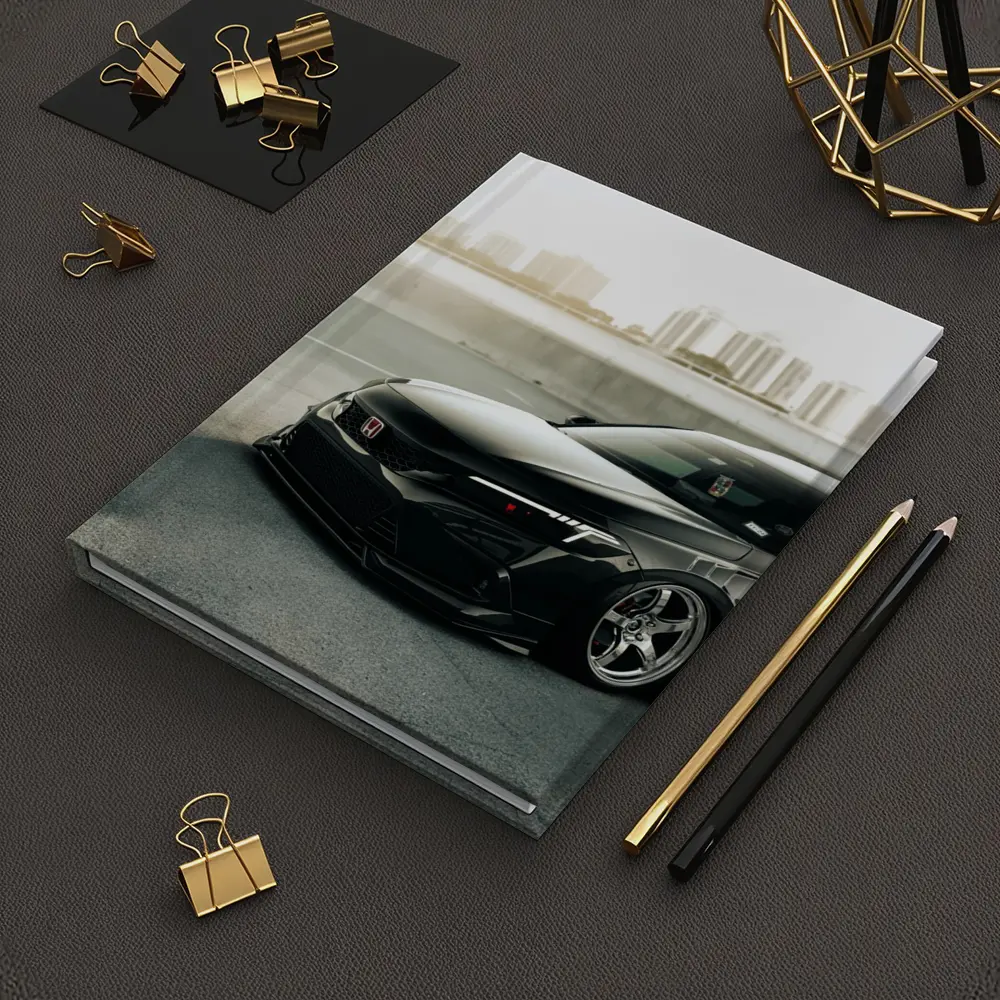 Honda Civic Slammed Black Urban City Background – Notebooks