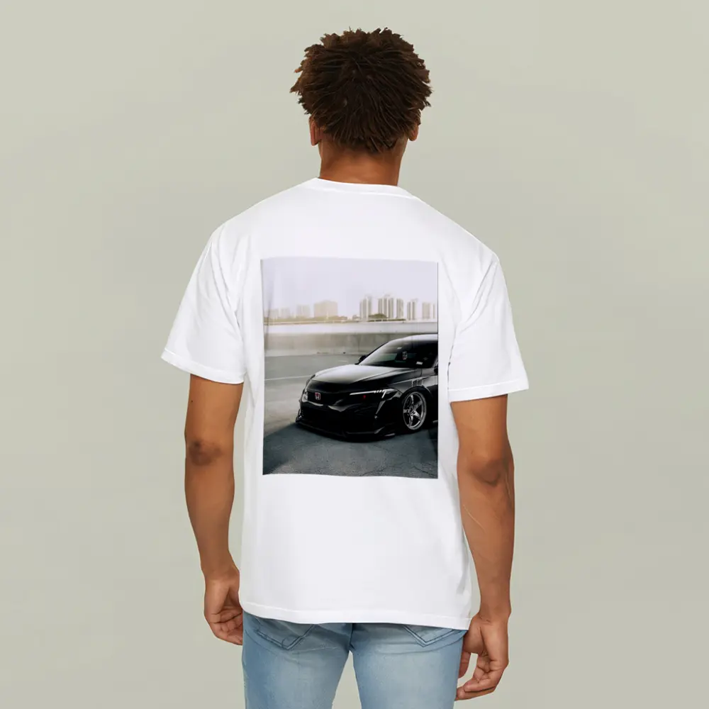 Honda Civic Slammed Black Urban City Background – T-Shirts