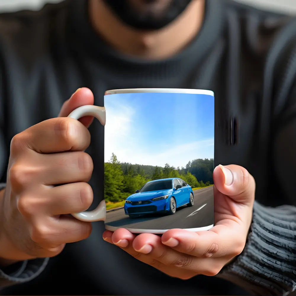 Honda Civic Blue Sedan Highway Drive – Mugs