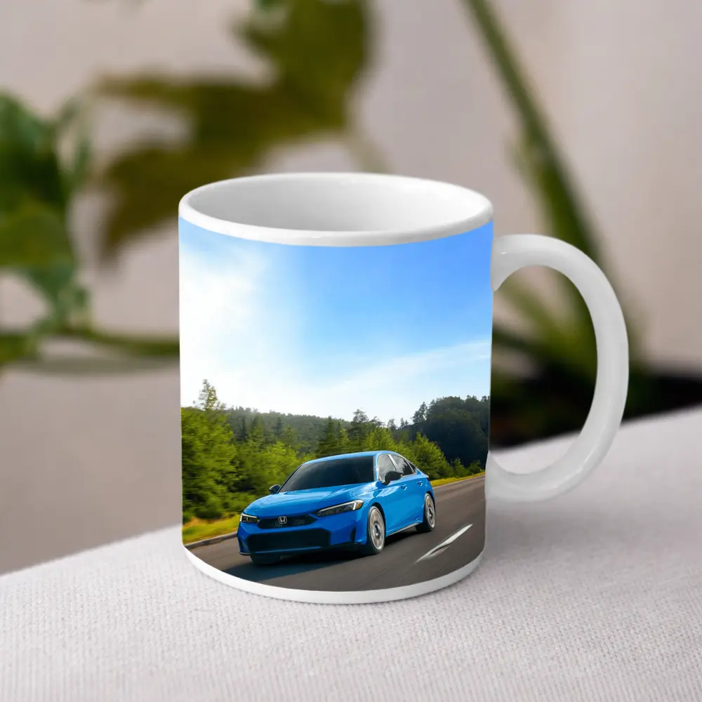 Honda Civic Blue Sedan Highway Drive – Mugs