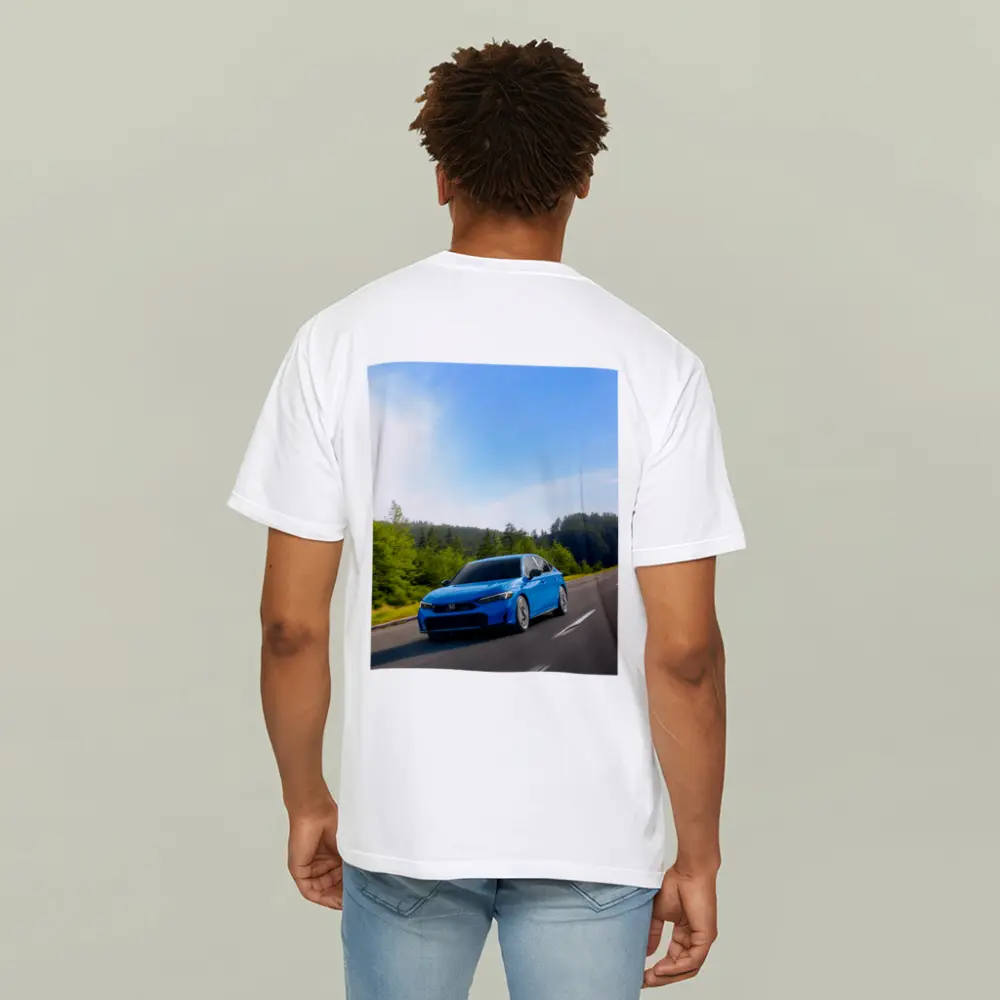 Honda Civic Blue Sedan Highway Drive – T-Shirts