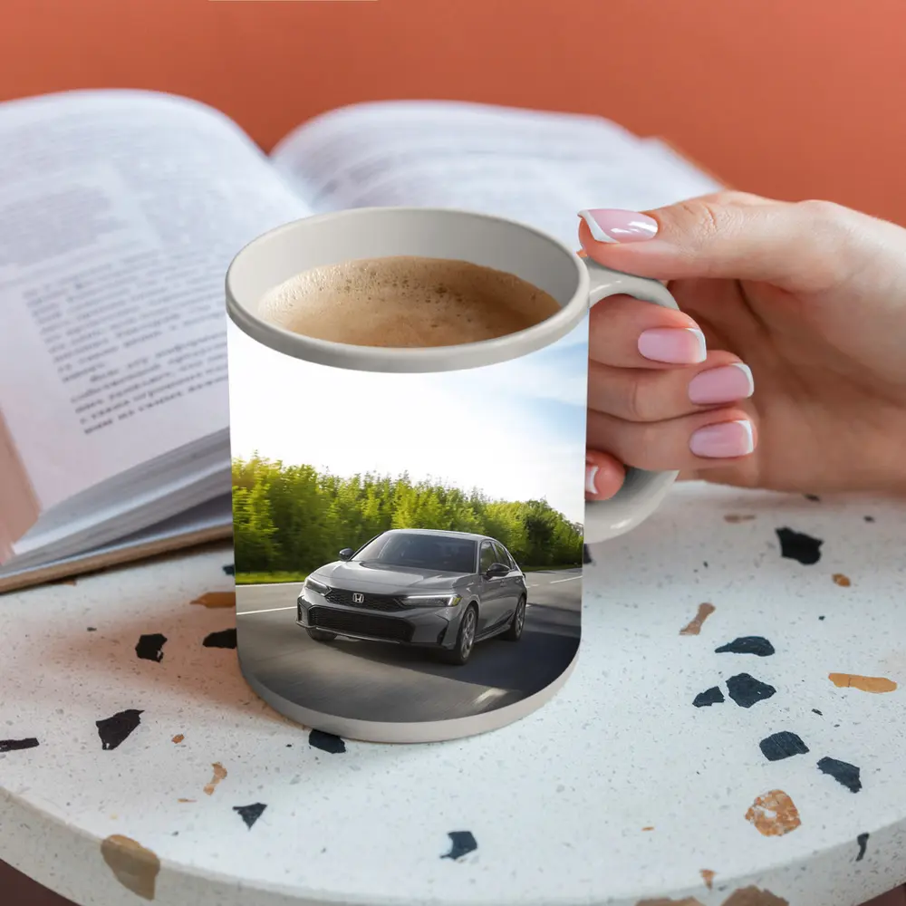 Honda Civic Sedan Driving Open Road – Mugs