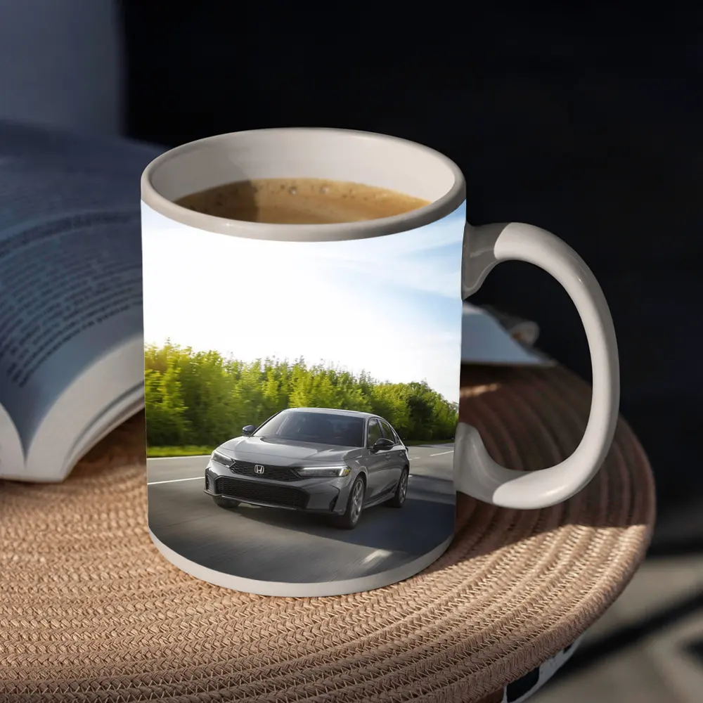 Honda Civic Sedan Driving Open Road – Mugs