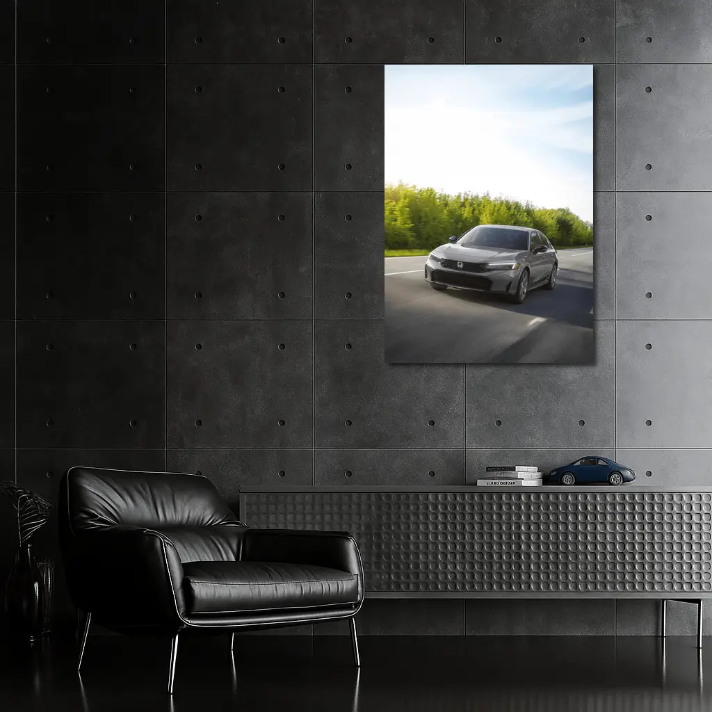 Honda Civic Sedan Driving Open Road – Wall Art