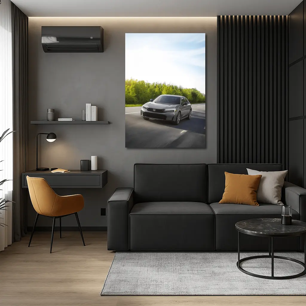Honda Civic Sedan Driving Open Road – Wall Art