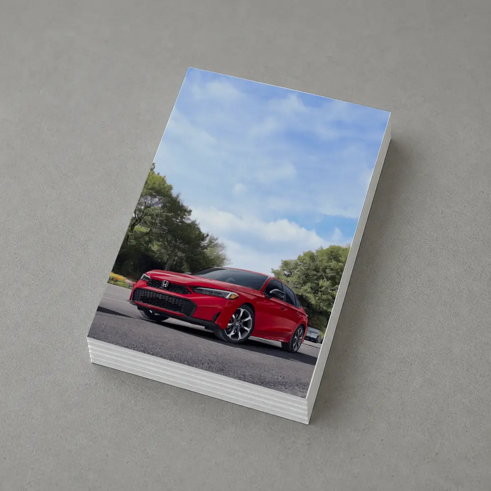 Red Honda Civic Sedan Parked Outdoors – Postcards