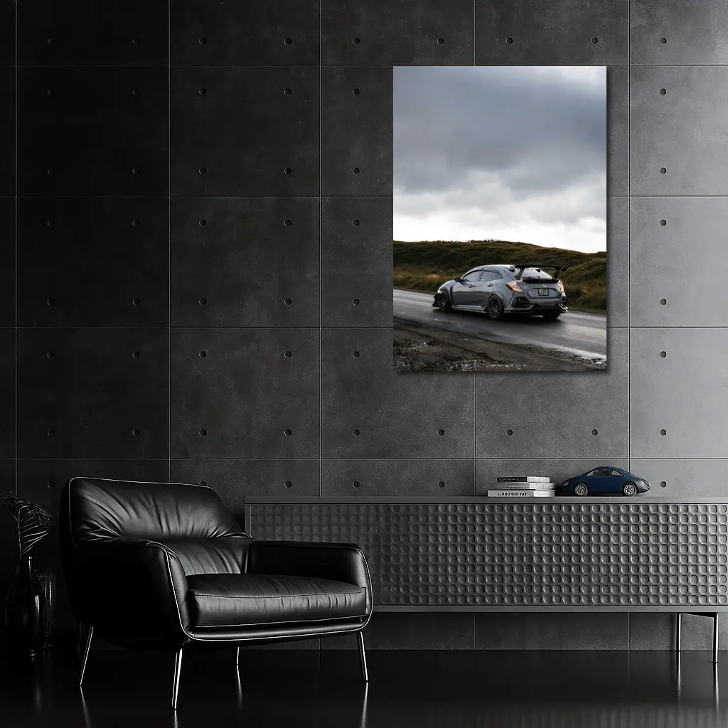 Honda Civic Type R Gray Wet Road – Wall Art