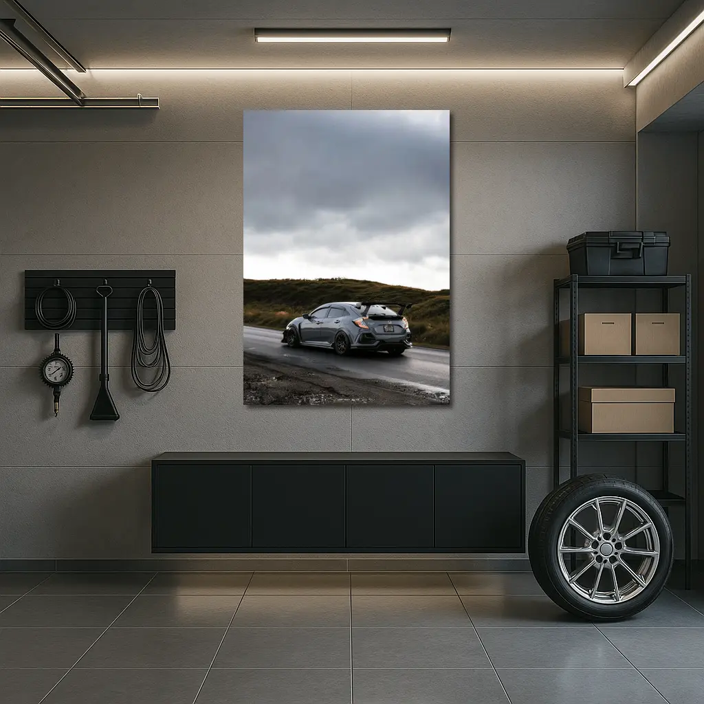 Honda Civic Type R Gray Wet Road – Wall Art
