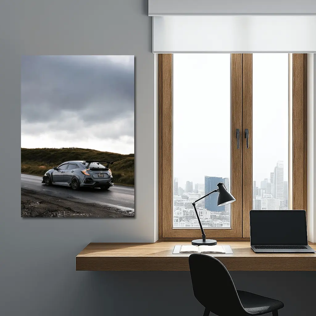 Honda Civic Type R Gray Wet Road – Wall Art