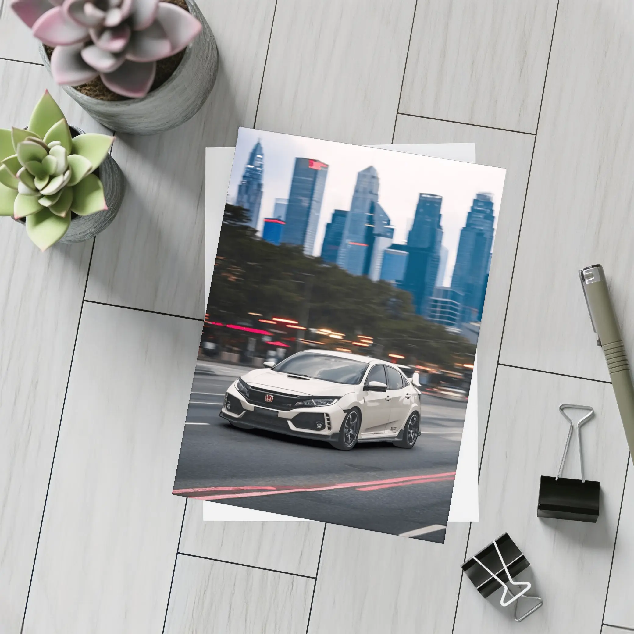 Honda Civic Type R City Skyline Street – Postcards