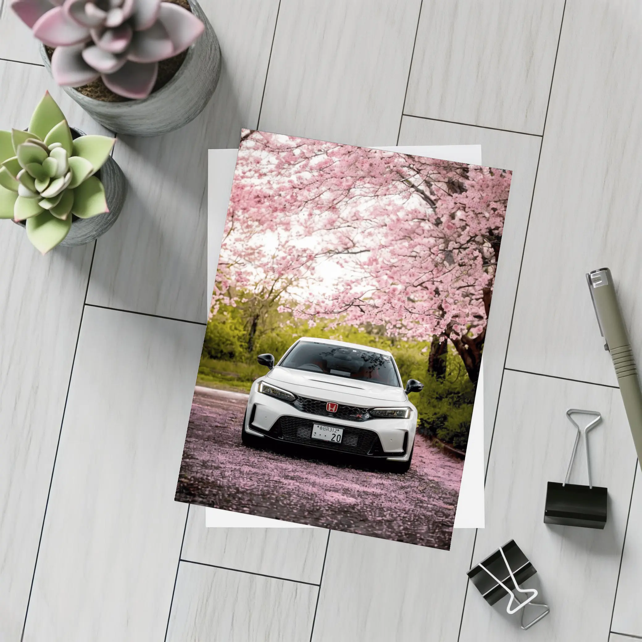 Honda Civic Type R Cherry Blossom Street – Postcards