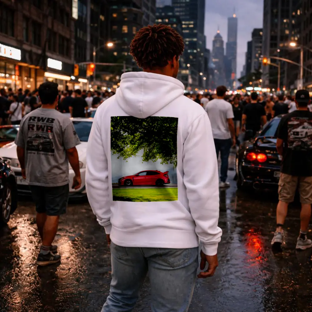 Red Honda Civic Type R Green Landscape – Hoodies