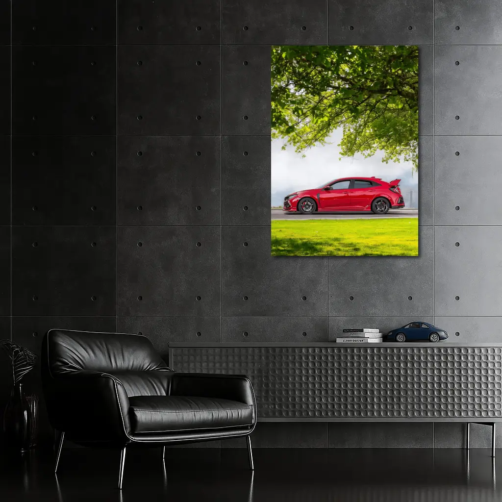 Red Honda Civic Type R Green Landscape – Wall Art