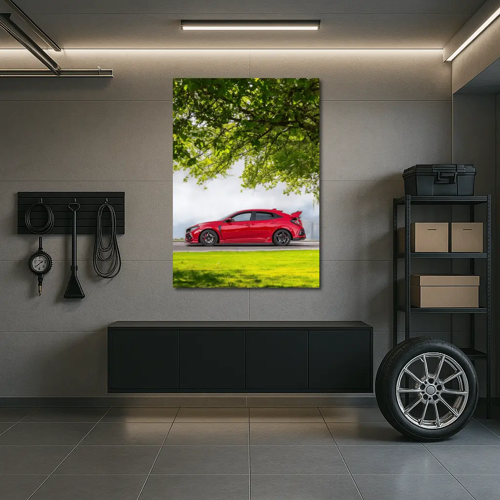 Red Honda Civic Type R Green Landscape – Wall Art