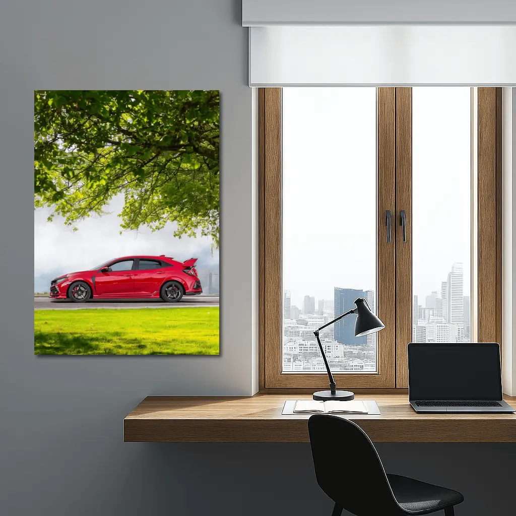 Red Honda Civic Type R Green Landscape – Wall Art