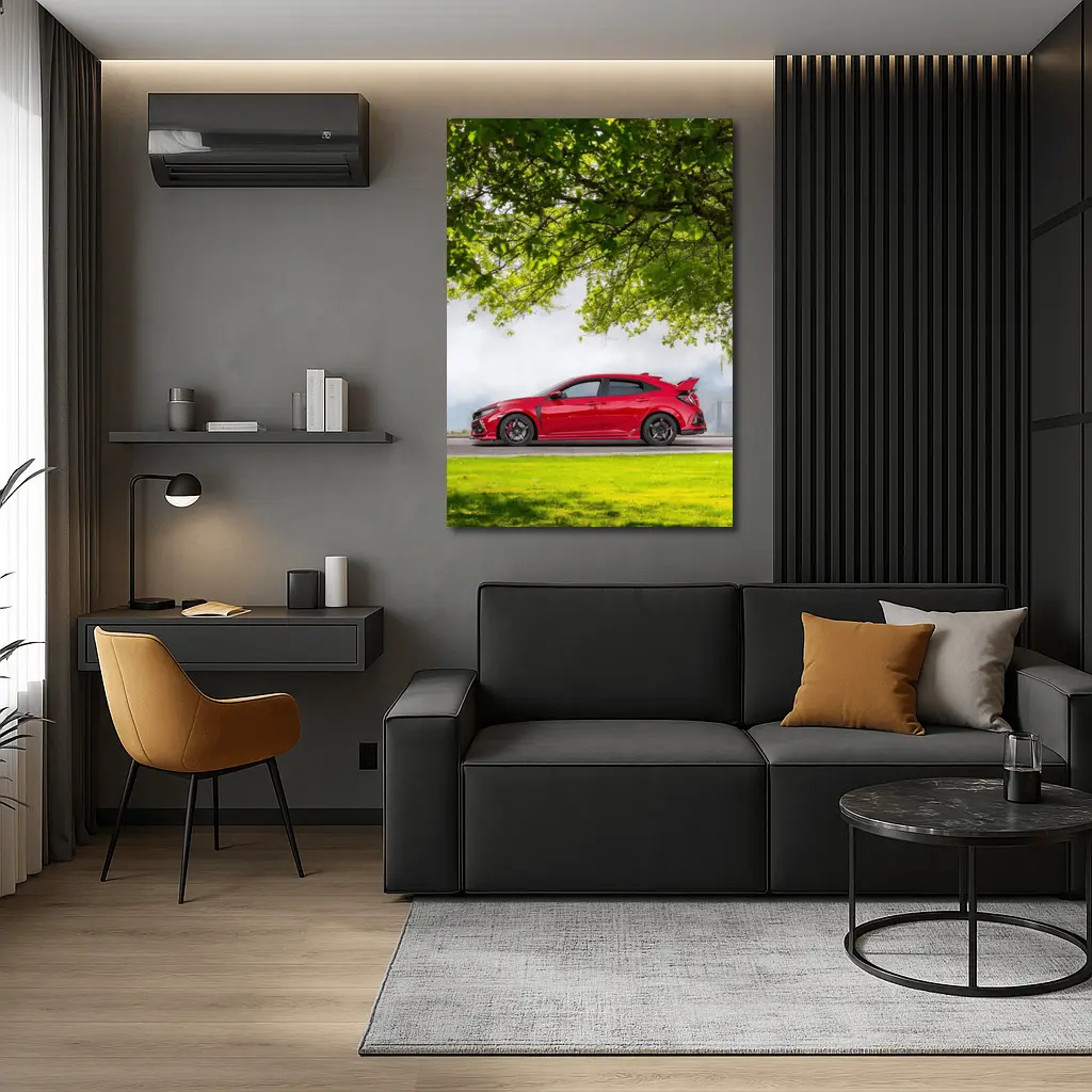 Red Honda Civic Type R Green Landscape – Wall Art