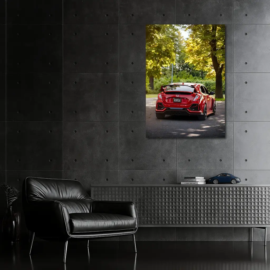 Red Honda Civic Type R Park Setting – Wall Art