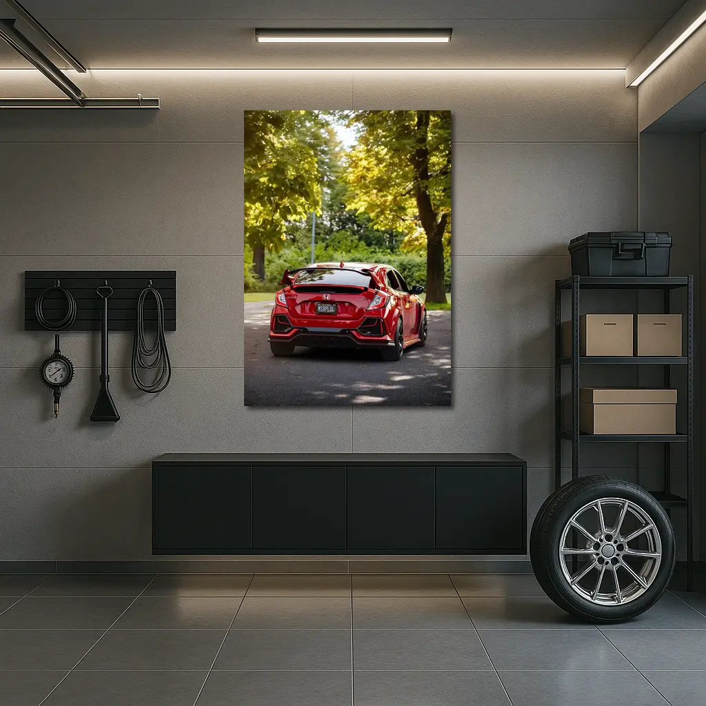 Red Honda Civic Type R Park Setting – Wall Art