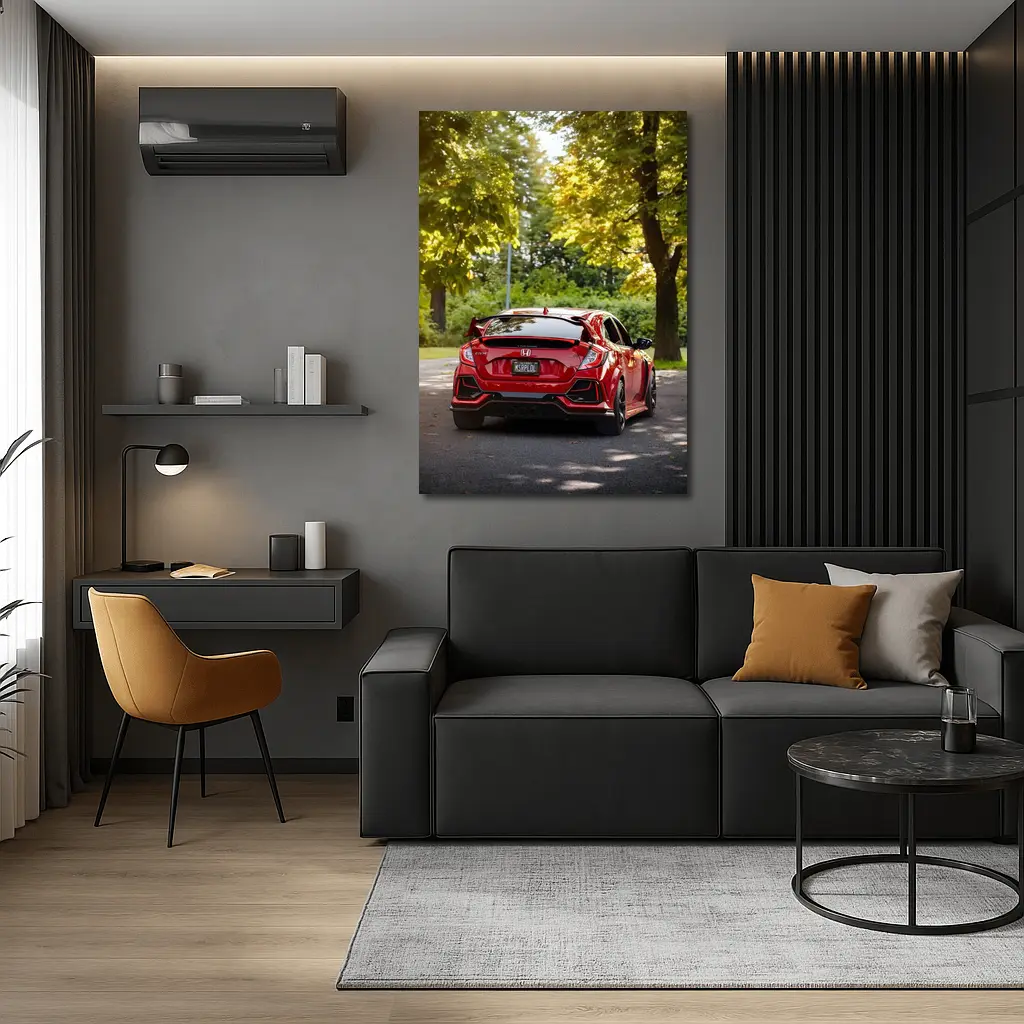 Red Honda Civic Type R Park Setting – Wall Art