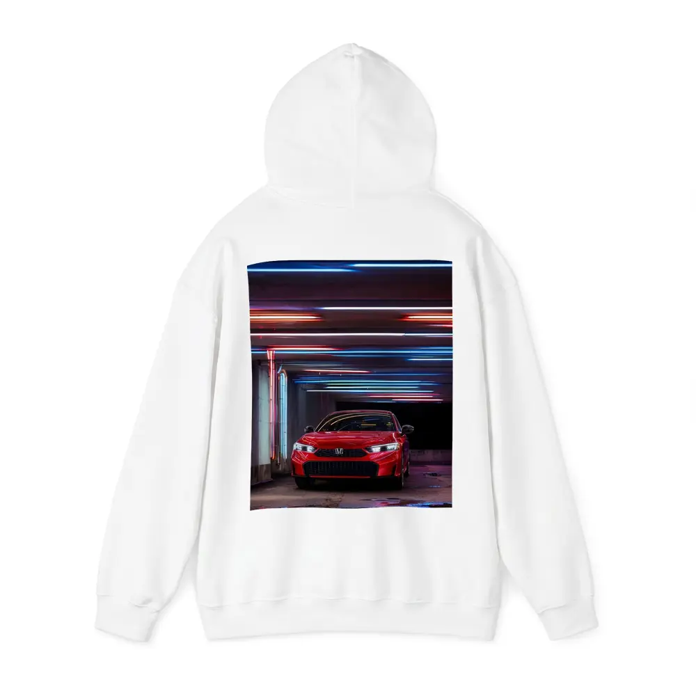 Honda Civic Red Neon Lights Parking Garage – Hoodies