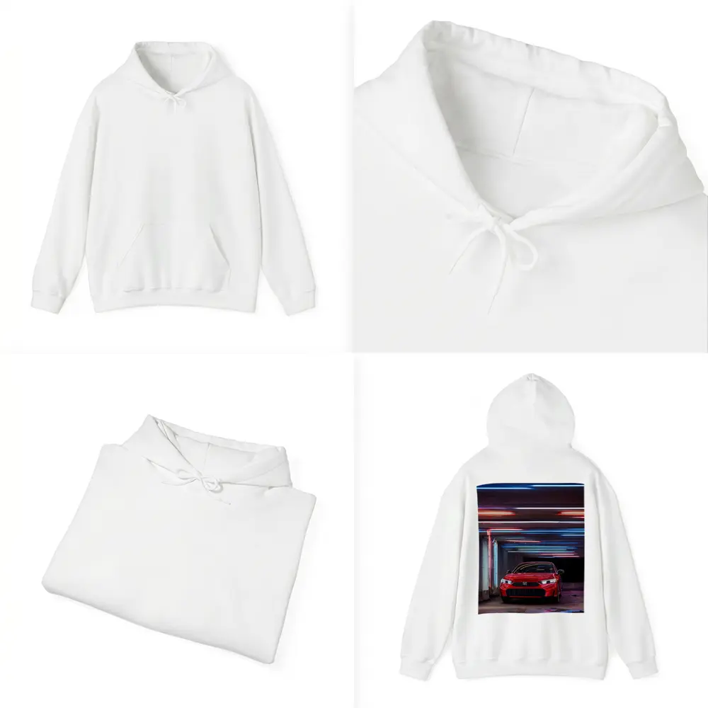 Honda Civic Red Neon Lights Parking Garage – Hoodies