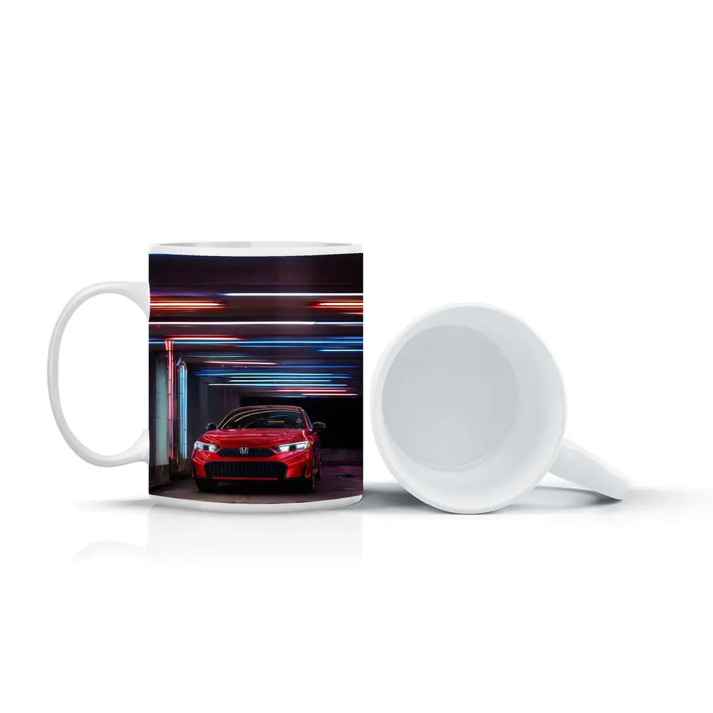 Honda Civic Red Neon Lights Parking Garage – Mugs