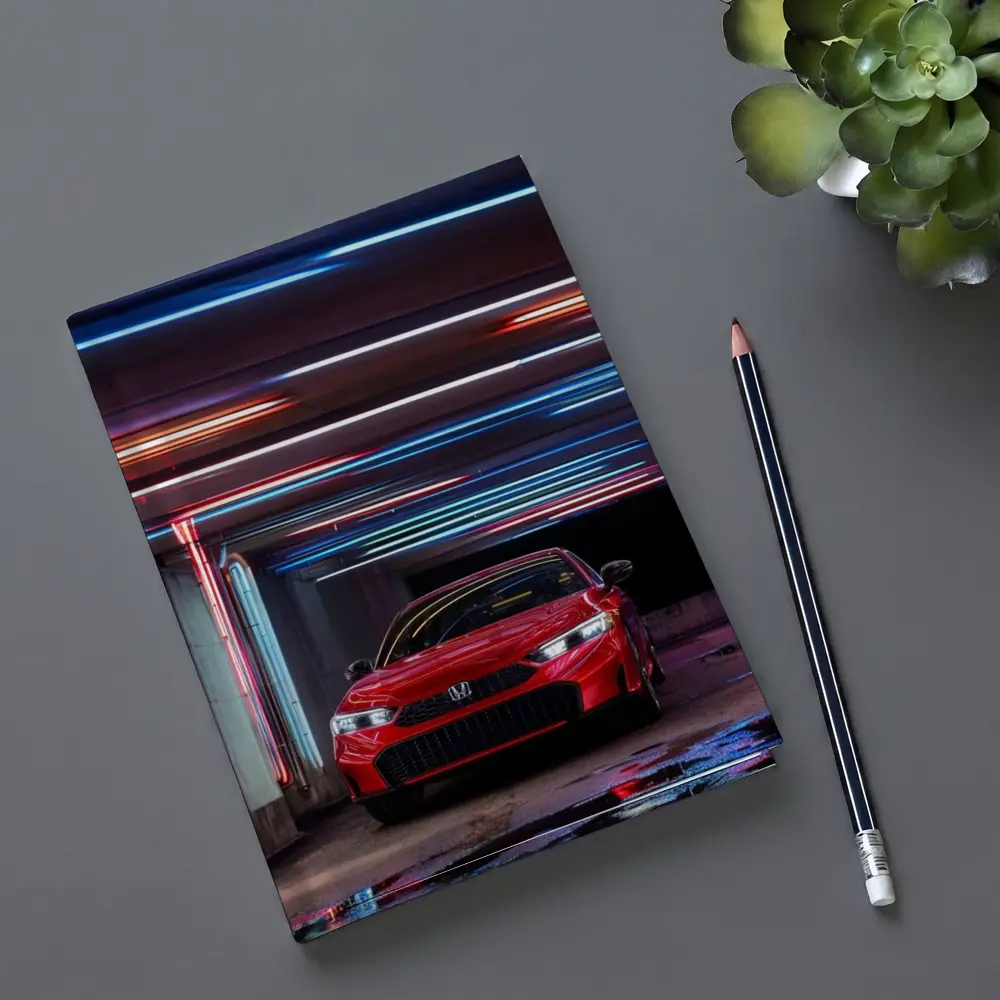 Honda Civic Red Neon Lights Parking Garage – Notebooks
