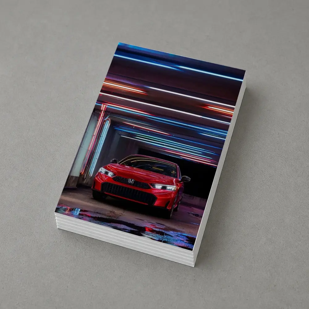 Honda Civic Red Neon Lights Parking Garage – Postcards