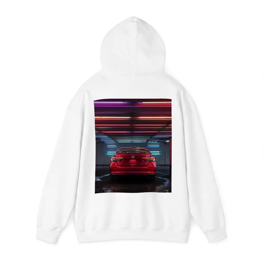 Honda Civic Red Rear Neon Parking Garage – Hoodies