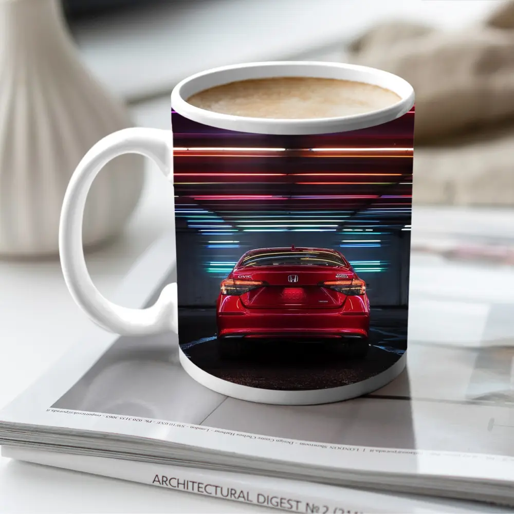 Honda Civic Red Rear Neon Parking Garage – Mugs