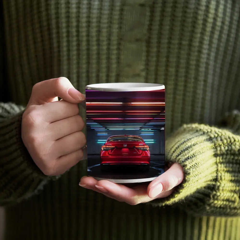 Honda Civic Red Rear Neon Parking Garage – Mugs