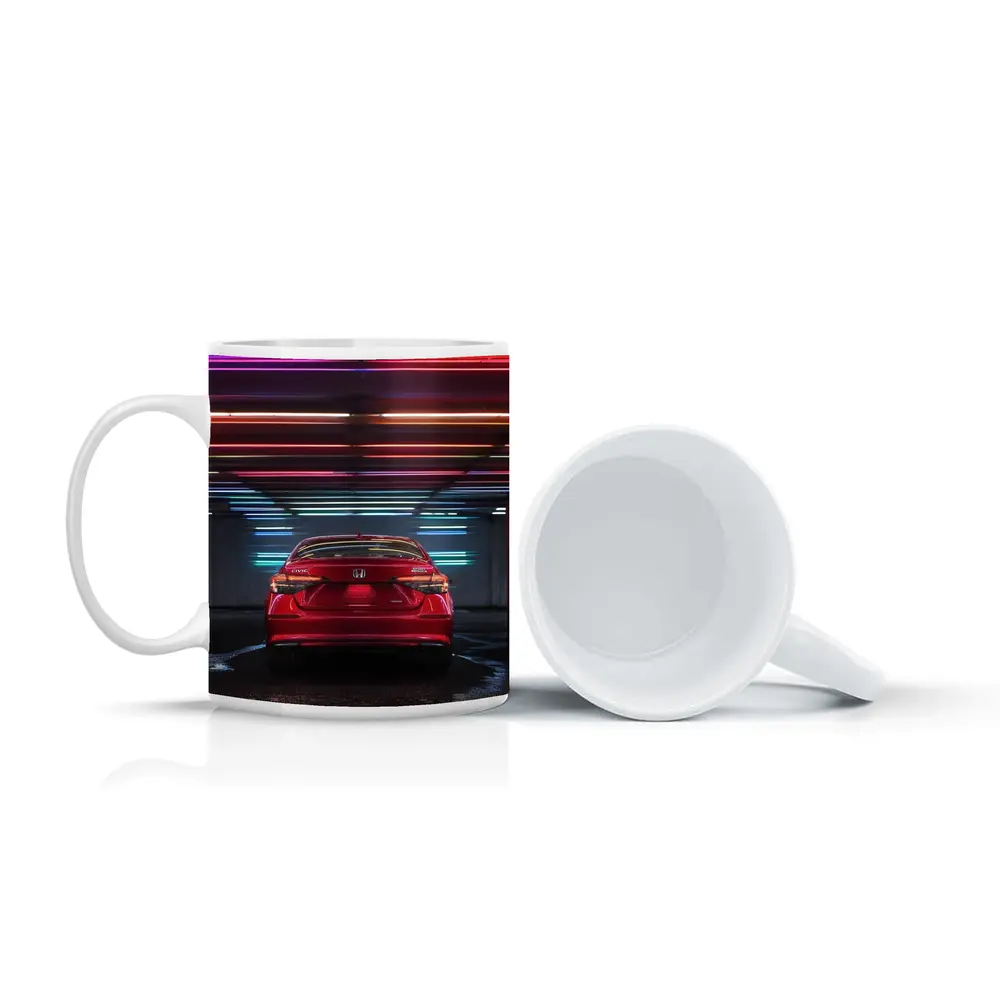 Honda Civic Red Rear Neon Parking Garage – Mugs