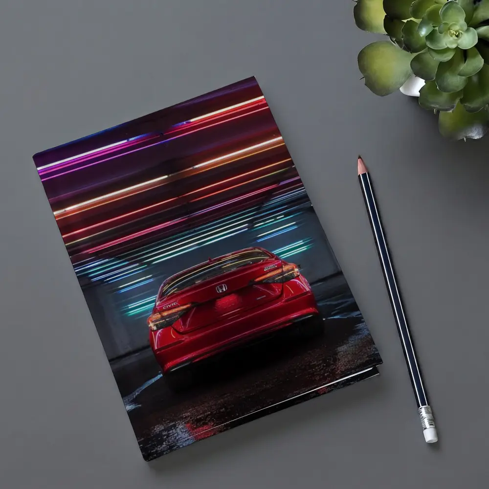 Honda Civic Red Rear Neon Parking Garage – Notebooks