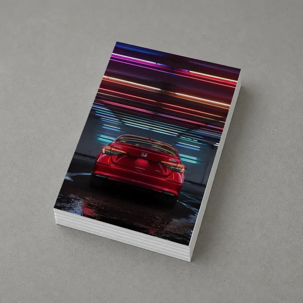 Honda Civic Red Rear Neon Parking Garage – Postcards