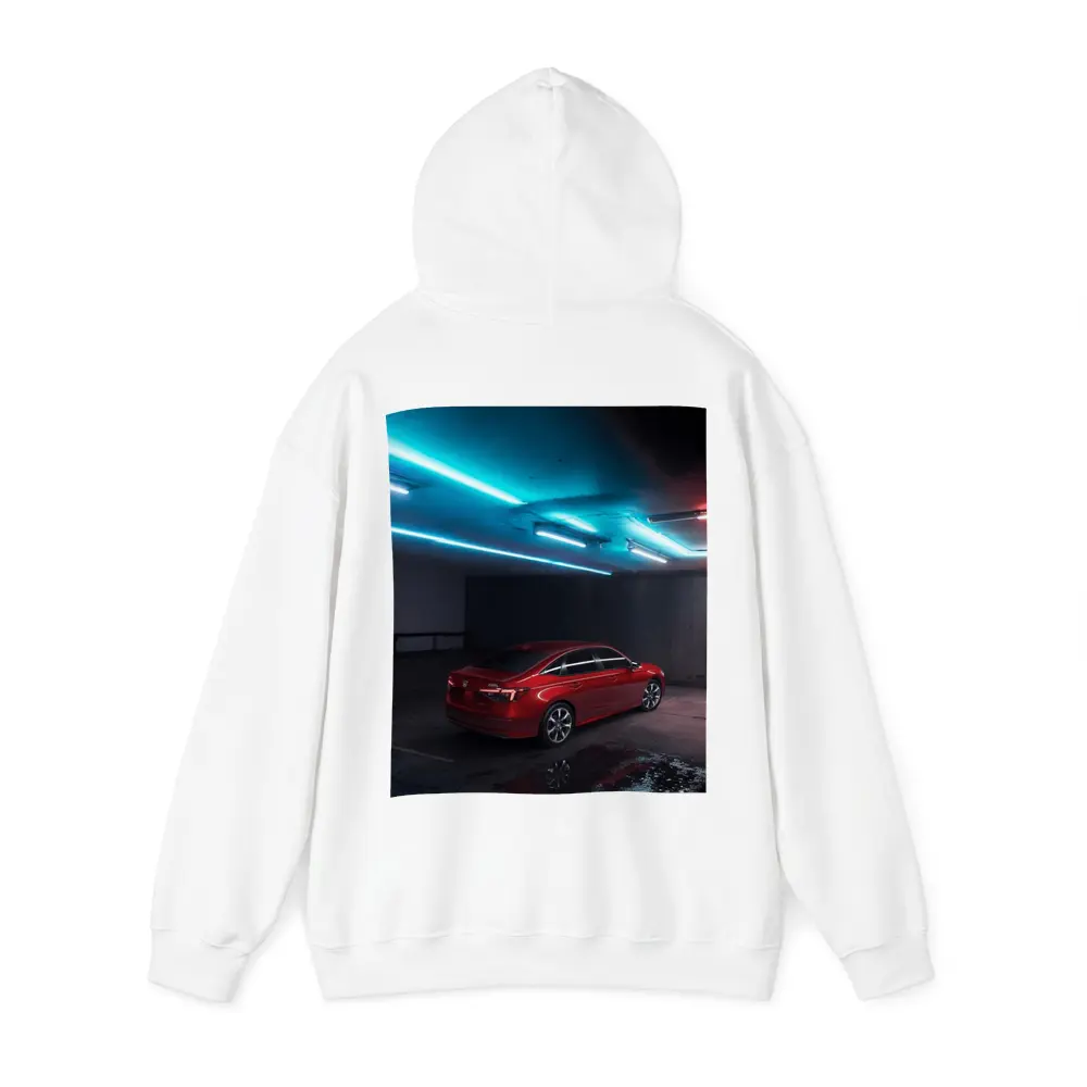 Honda Civic Red Neon Parking Garage Night – Hoodies