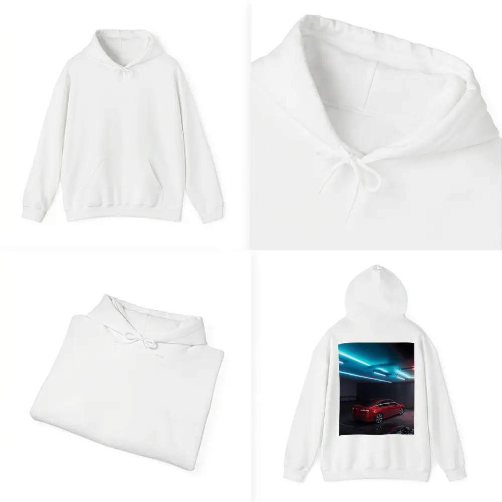 Honda Civic Red Neon Parking Garage Night – Hoodies