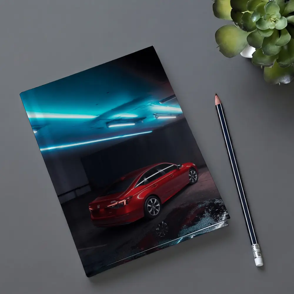 Honda Civic Red Neon Parking Garage Night – Notebooks