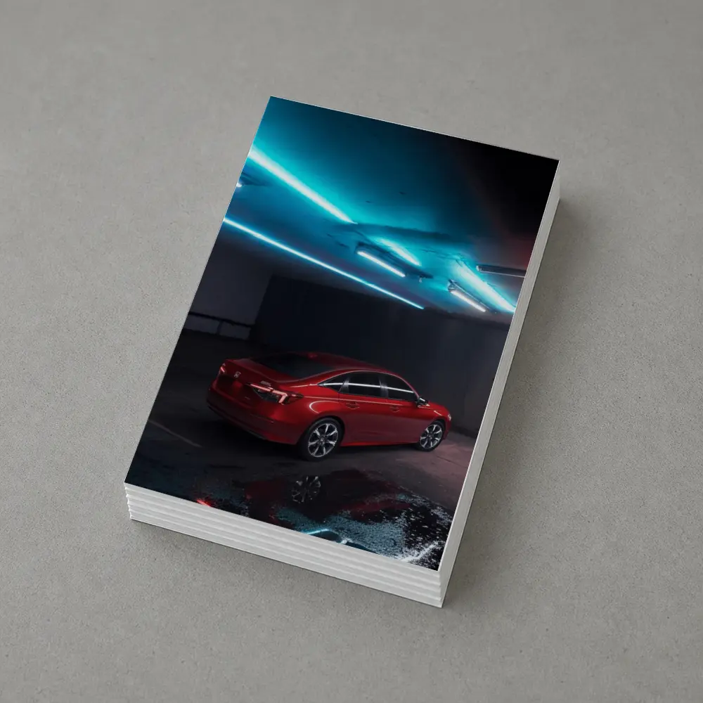 Honda Civic Red Neon Parking Garage Night – Postcards
