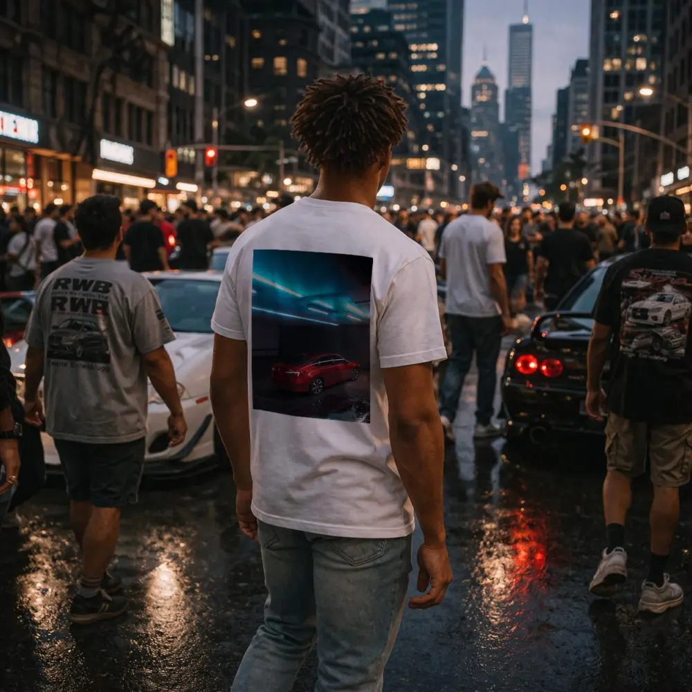 Honda Civic Red Neon Parking Garage Night – T-Shirts