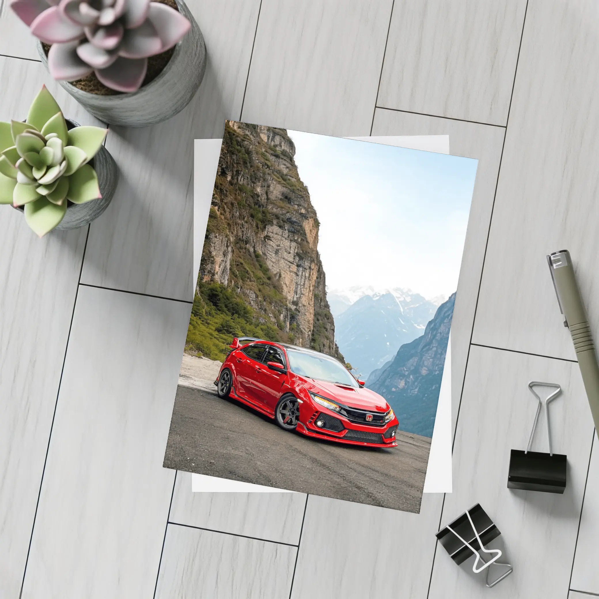 Honda Civic Type R Red Mountain Road – Postcards