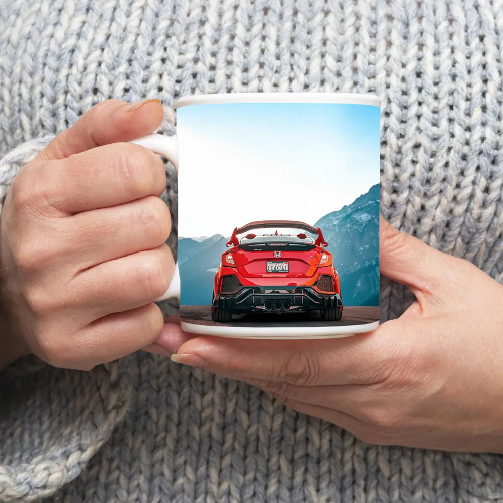 Red Honda Civic Type R Mountain Backdrop – Mugs