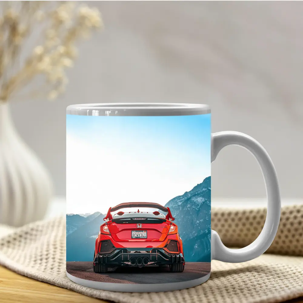 Red Honda Civic Type R Mountain Backdrop – Mugs