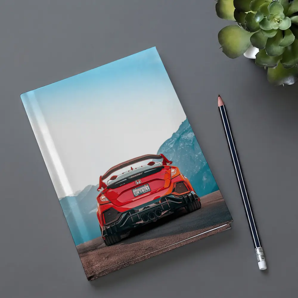 Red Honda Civic Type R Mountain Backdrop – Notebooks