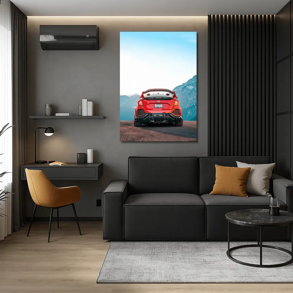 Red Honda Civic Type R Mountain Backdrop – Wall Art